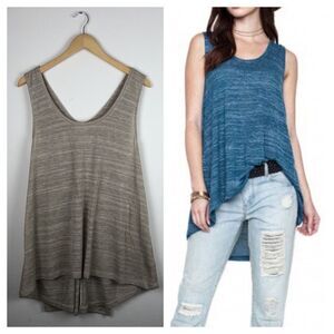 NWOT Umgee High Low Moto Marled Tank Top Size L